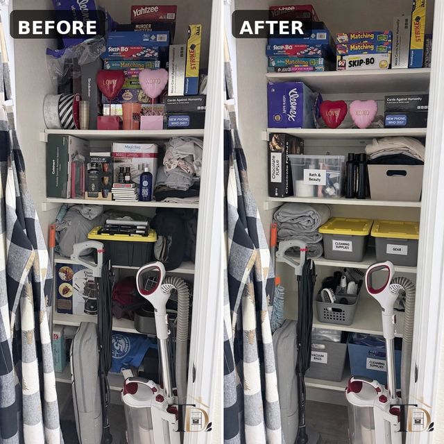 Closet before and after professional organizing by Temptation Designs