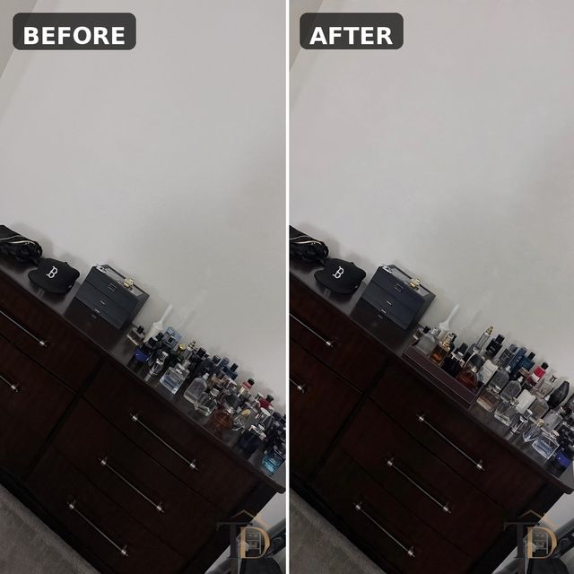 Dresser before and after professional organizing by Temptation Designs